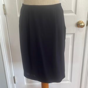 Vintage J.G. Hook skirt wool lined navy blue zipper midi length women’s size 6